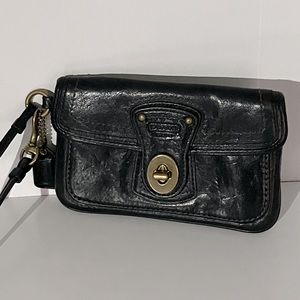 Coach leather turn lock wristlet